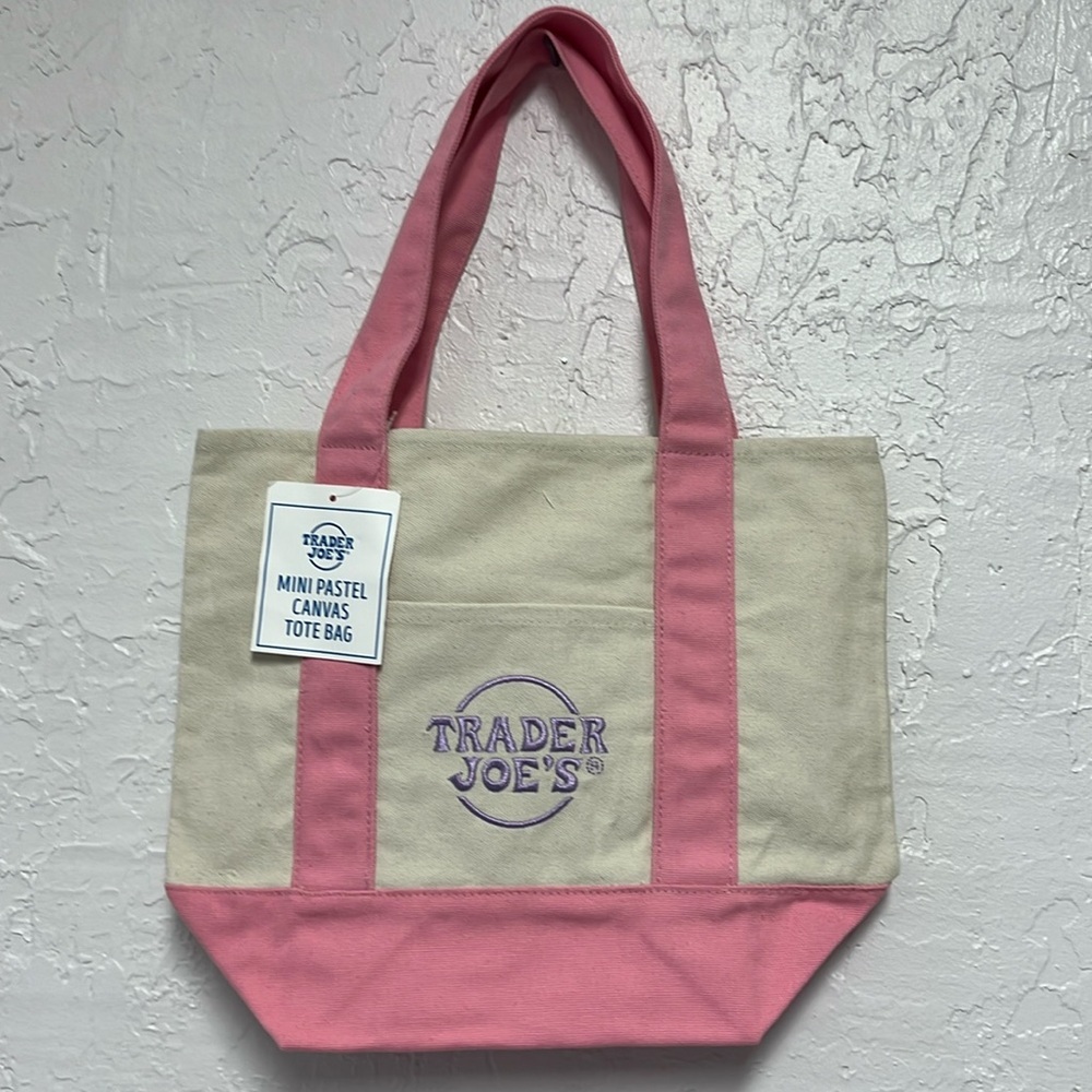 Trader Joe’s Pink and Cream Spring Pastel MINI Canvas Tote Bag